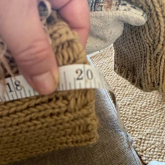 Boho Western Tan Cropped fringe chunky knit mockneck sweater Fall Winter cowgirl - Picture 10 of 10